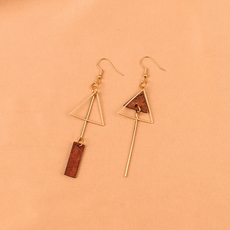 Retro Geometric Triangle Asymmetrical Earrings - Style 2
