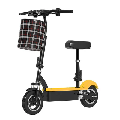 scooter accessories, Qatlanan elektrik skuterlər - yellow-with-brush-12a-lithium-battery-range-40-60-miles-24v