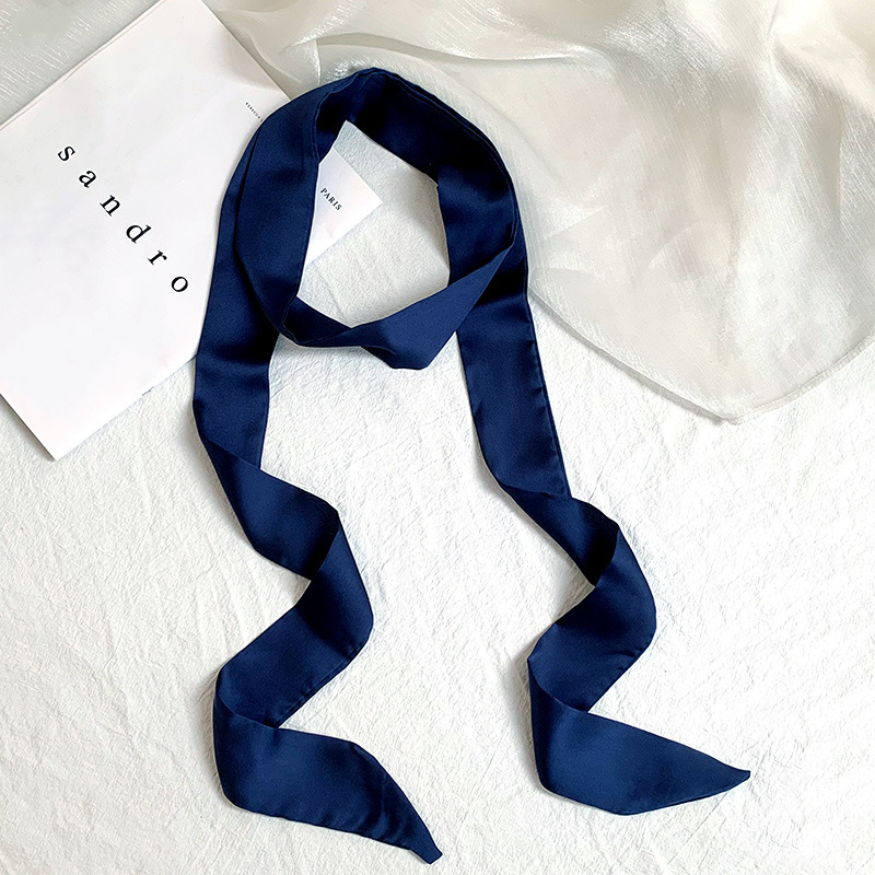 Pañuelo de seda de tira larga, sentido avanzado, nuevo color caramelo, color sólido, bufanda estrecha y versátil, cinta decorativa para el cabello, cinta para atar, cinta
