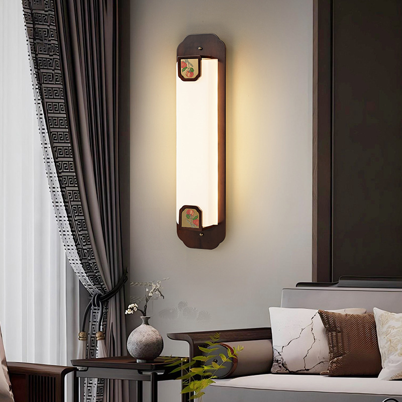 lámpara de pared del dormitorio nueva madera china alta moderna simple sala de estar decoración de cabecera de cama Zhongshan lámparas 523L