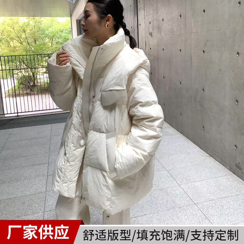 韩版休闲中长款羽绒服女小个子冬季加厚面包服外套款式多样百搭