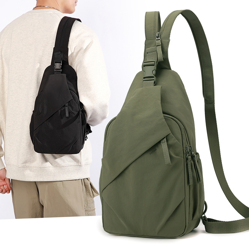 Trendy and Fashionable Men's Multifunctional Backpack, New Outdoor Lightweight Chest Bag, Solid Color Versatile Crossbody Bag