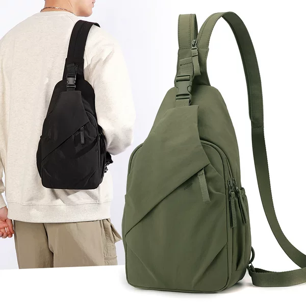 Trendy and Fashionable Men's Multifunctional Backpack, New Outdoor Lightweight Chest Bag, Solid Color Versatile Crossbody Bag