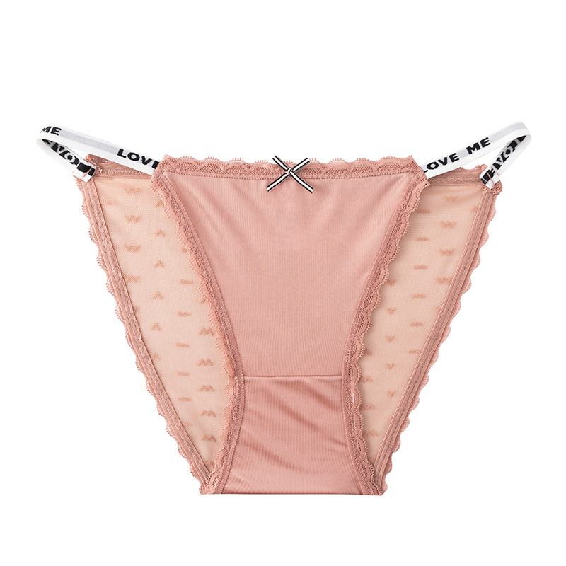 Luz de lujo satén encaje Cinturón fino cintura baja algodón entrepierna chica sexy puro deseo verano triángulo sin costuras ropa interior Mujer