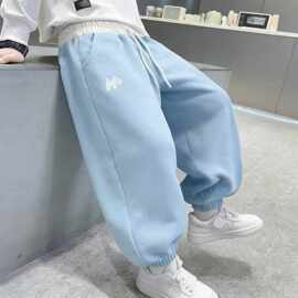 2026韩版儿童潮春季新款小马刺绣休闲卫裤男女童时尚白搭运动裤