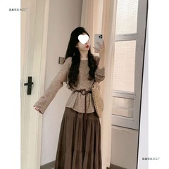 胖MM温柔风休闲套装秋季新款长袖上衣半身裙时尚成熟显瘦大码女装