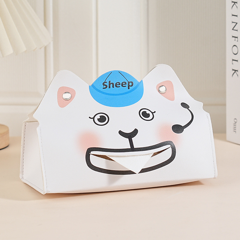Original divertido de dibujos animados lindo caja de pañuelos caja de dibujo de cuero dormitorio doméstico multifuncional exquisita caja de almacenamiento de personalidad
