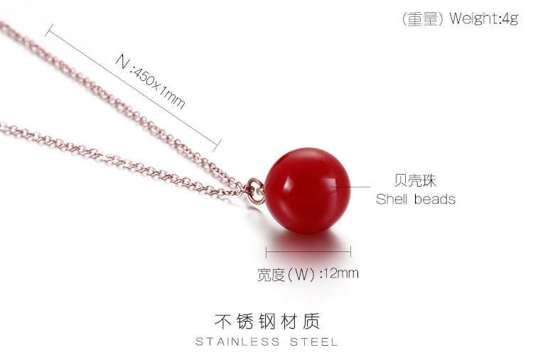 Korean Fashion Shell Pearl Pendant Titanium Steel Clavicle Chain Simple Multicolor Necklacepicture1