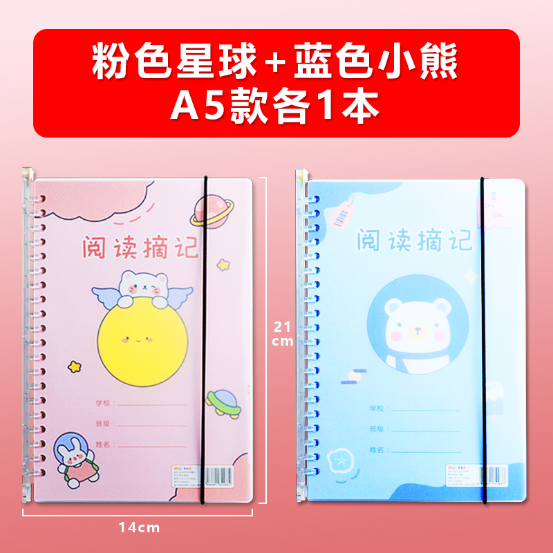 [2 books] a5/pink planet + blue bear