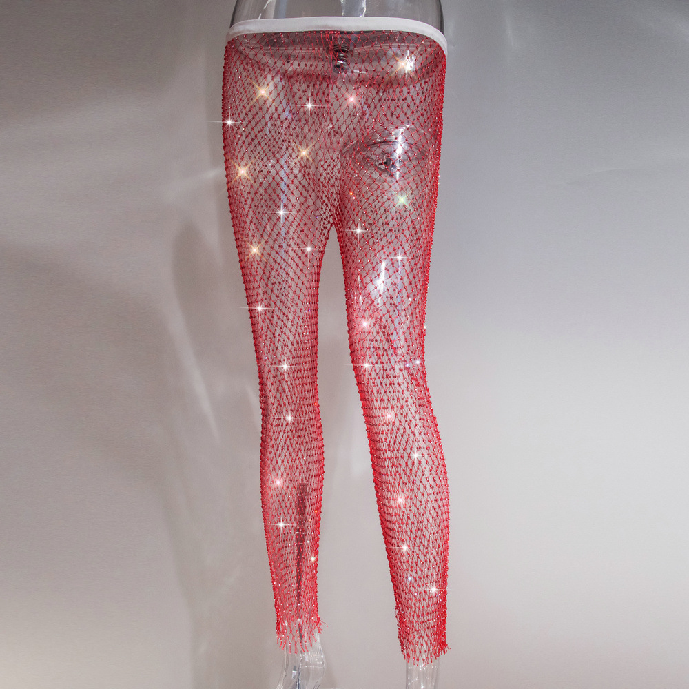 Leggings de rejilla con diamantes de imitación, adelgazantes, para mujer, éxito de ventas en Amazon, color fluorescente 1052