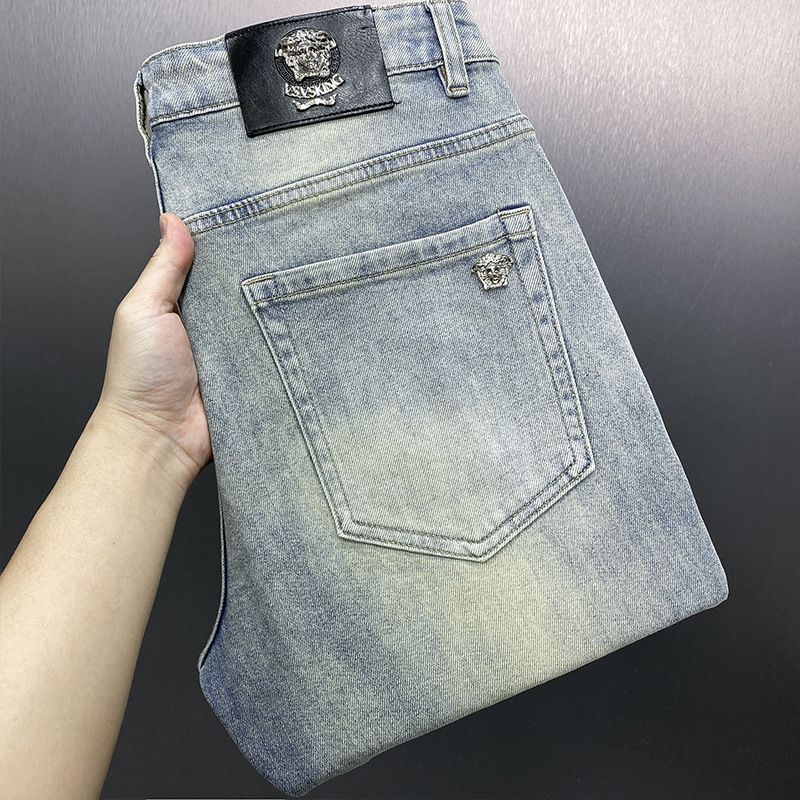 2025 Spring and Summer New Light Blue High-End Jeans Men's Summer Loose and Versatile Trendy Brand Casual Long Pants