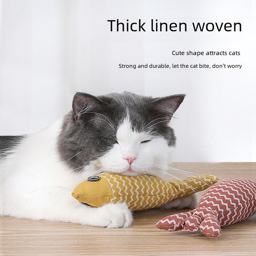 Simulation fish cat toy plush toy catnip cat teaser toy jute chewable teeth grinding pet supplies wholesale