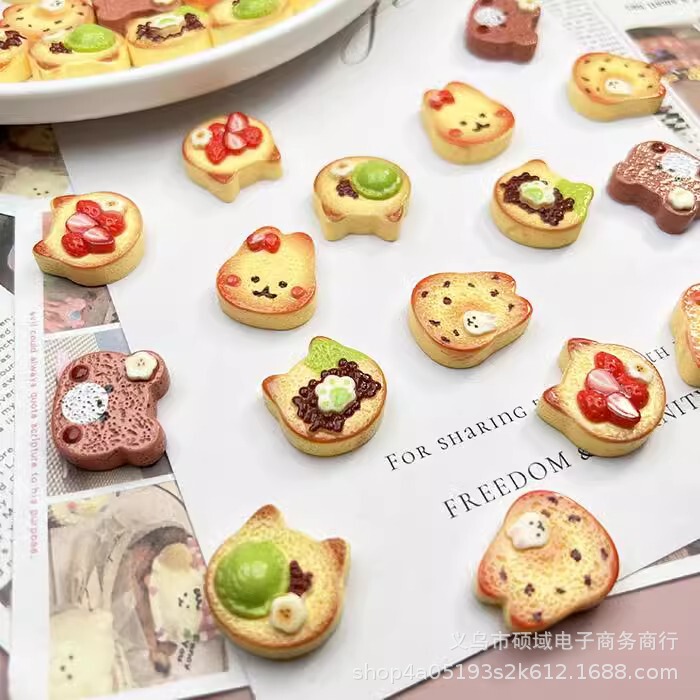 Cute rabbit toast ice cream bread slice simulation food play diy cream gel hairpin hairpin pinch decoration Cute rabbit toast ice cream bread slice simulation food play diy cream gel hairpin hairpin pinch decoration