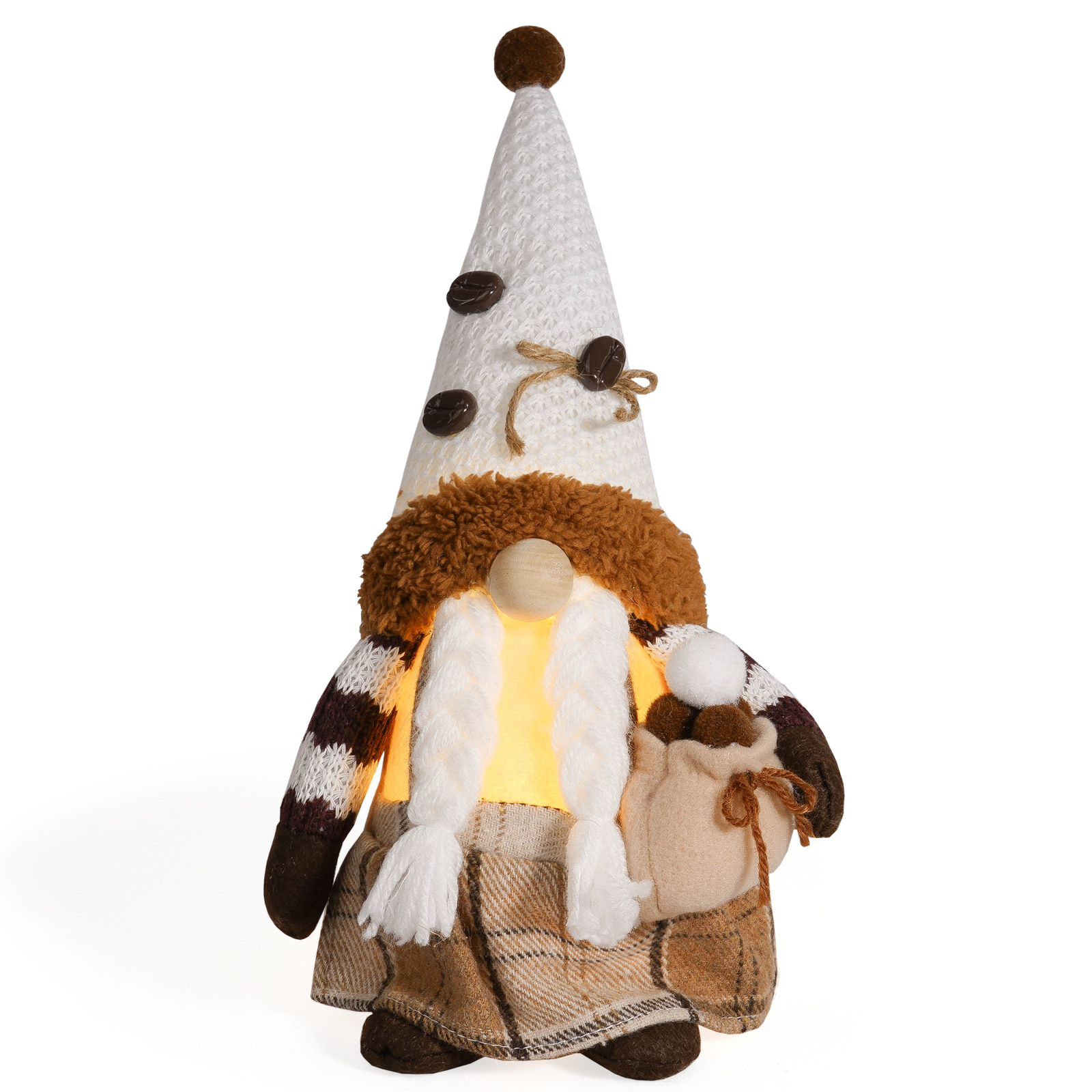 Café transfronterizo luminoso muñeca sin cara linda bolsa de café de punto con lámpara enano Rudolph decoración