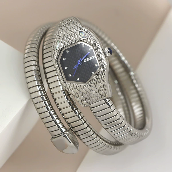 Silver, black dial