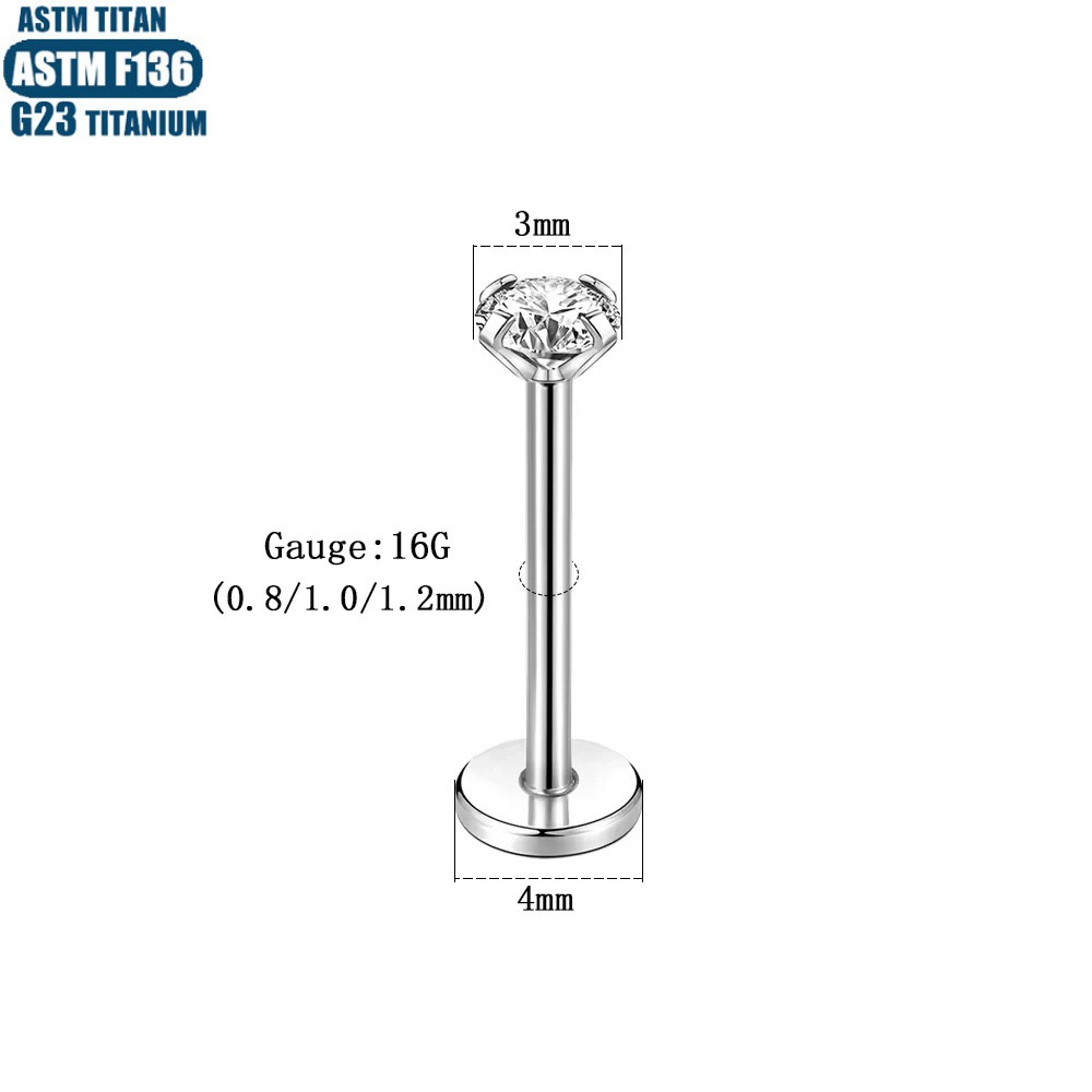 Silver pointed spike labret stud material detail