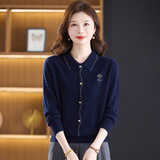 洋气翻领毛衣秋冬新款羊毛大码宽松年轻妈妈羊毛衫100%绵羊毛衣，女装针织衫/毛衣，妃慕昵服饰