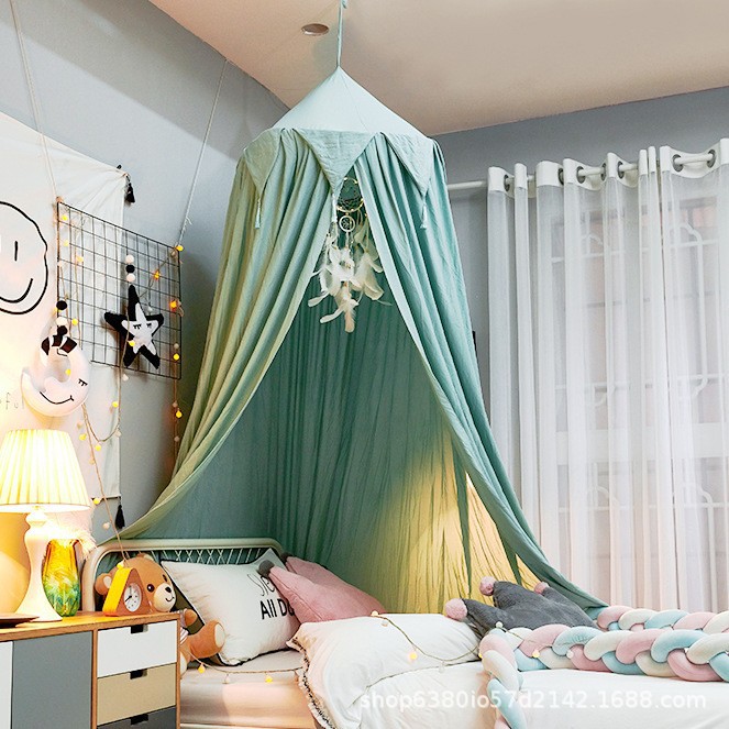 Tassel-Style Children's Mosquito Net, Round-Top Bed Canopy, Hanging Blackout Tent, Bedroom Home Bedside Bed Curtain