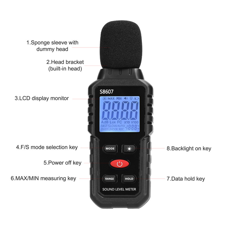 S8607 High Precision Decibel Meter Environmental Noise Meter Noise Detector Mini Noise Meter