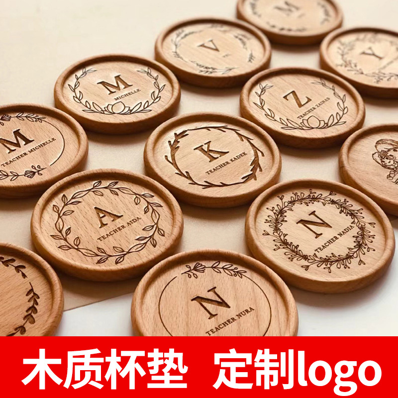 Solid wood coaster custom laser engraving custom seal wedding soccer…