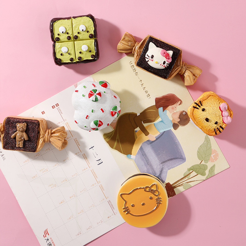 Creative Food Refrigerator Sticker Simulation Dessert Cake Big Food Play Series Cute Refrigerator Sticker Home Decoration