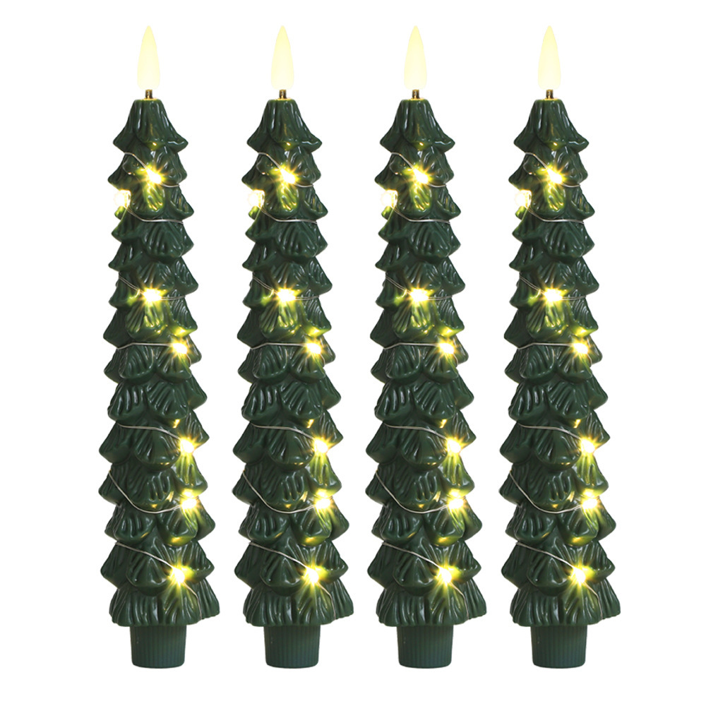 크리스마스 트리 따뜻한 흰색 플래시 + 조명 스트링(4개 팩)