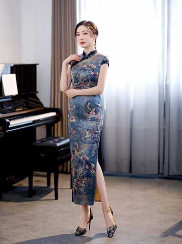 Women Chinese dresses Qipao Dresses stand collar retro performance Qipao Dresses 