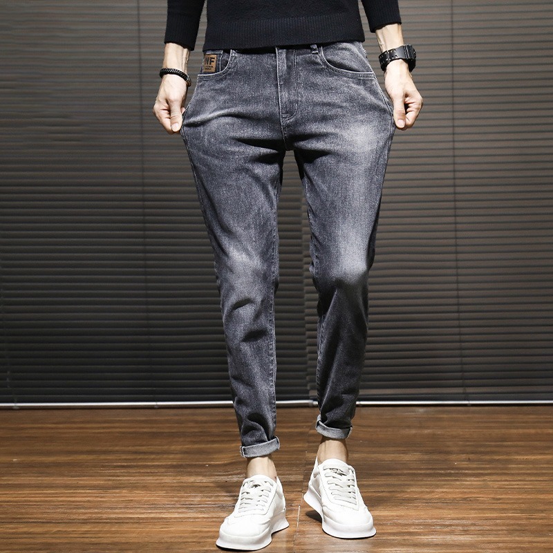 Pantalones denim simples, nuevo temperamento perezoso, estilo recto, moda de moda de Harajuku, literatura y arte.