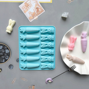 New Carrot Rabbit Chocolate Baking Cookie Silicone Mold 3D Ice Bar Cake Decoration Plug-in 750