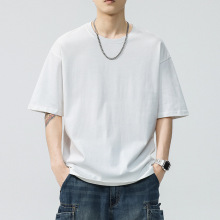短袖t恤男士夏季2025新款纯色潮牌流白色打底衫冰丝男装夏天体恤