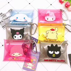 Japanese-style cute cartoon jelly coin purse, Kuromi PVC transparent storage bag, card holder, mini key case with charm