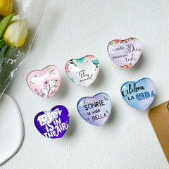 Mobile Phone Airbag Stand, Adhesive Type, Extendable, Instagram-Inspired, Creative Glass Heart Design, Personalized English-Texted Desk Holder for Watching Shows