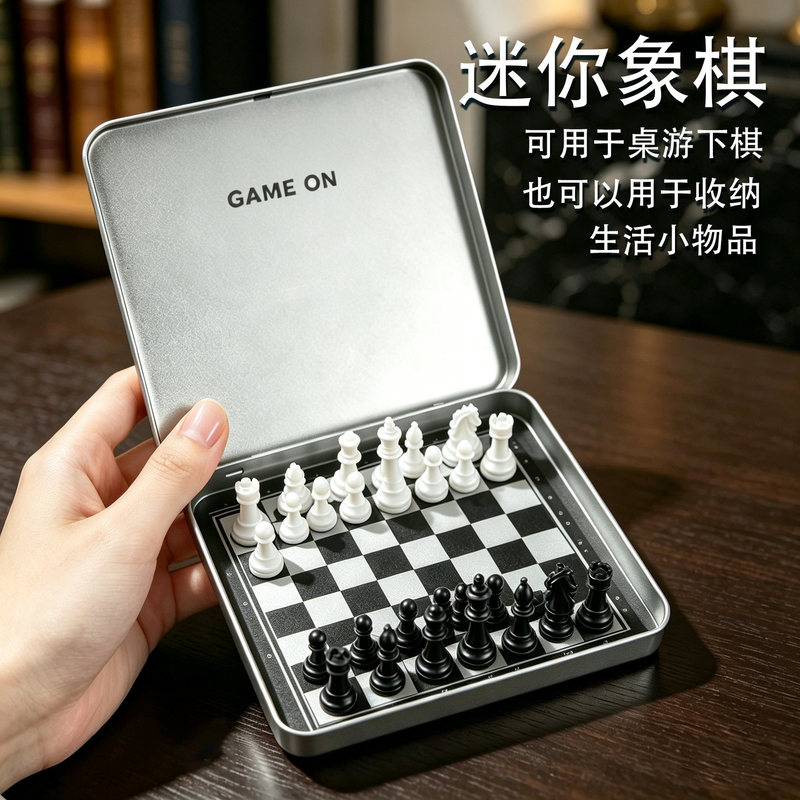 Magnetic chess set with chessboard and pieces, portable for outdoor use, specially designed for elementary school students, magnetic Chinese chess