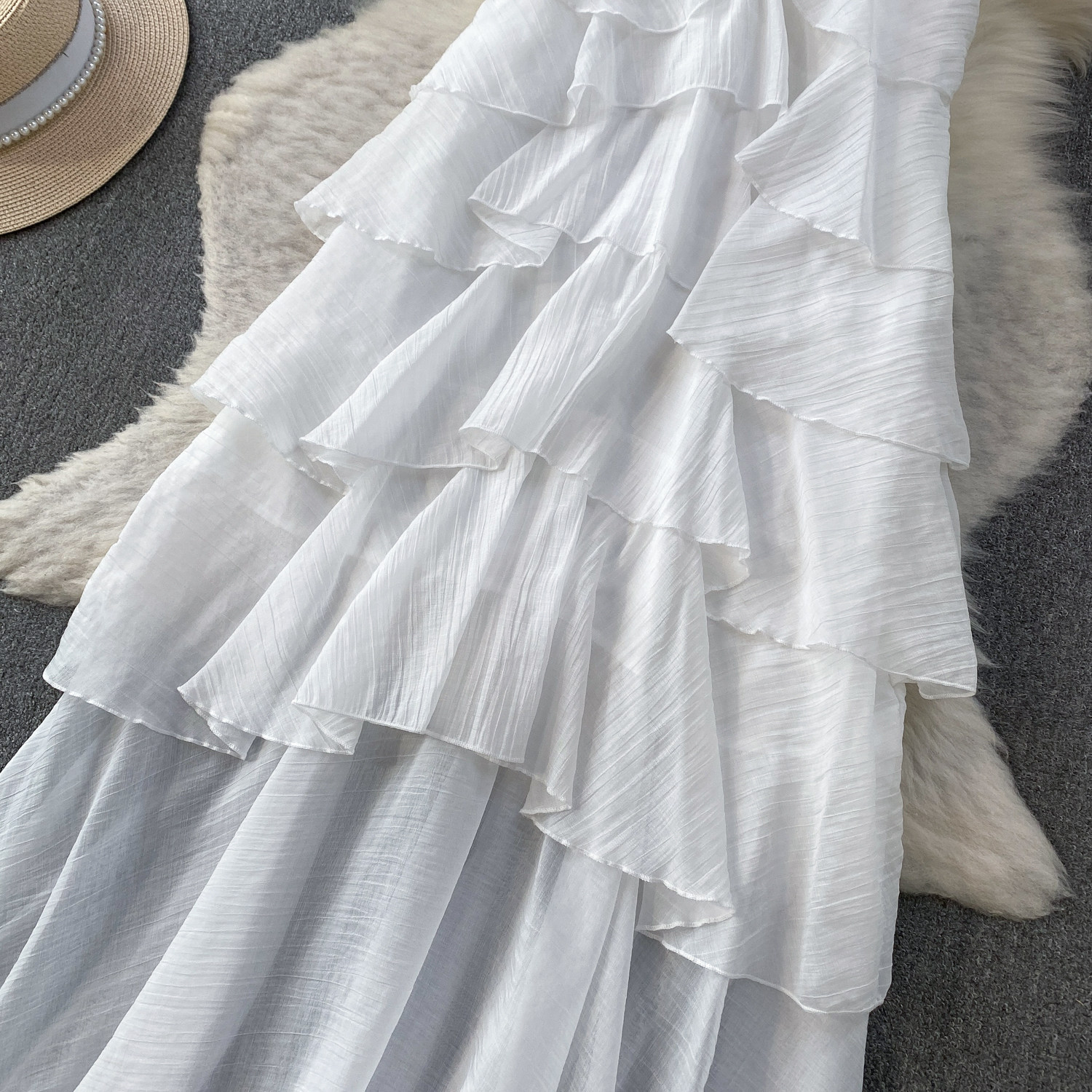 Women's Backless Maxi Dress With Spaghetti Straps, Flowy Beach Cover Up With Ruffle Hem, Sexy Boho Evening Gown For Vacation_ecoleips.com