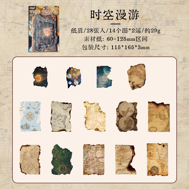 Brasas retro, sensación de combustión de forma especial, papel de material no pegajoso, cuentas de mano retro transfronterizas, papel de relieve tridimensional para el paisaje