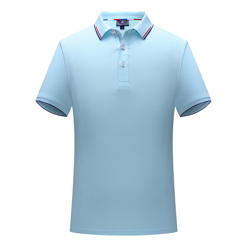 Antibacterial fresco sensación ligero transpirable absorción de humedad de alta color elástico solapa manga corta Polo camiseta de los hombres de negocios casual