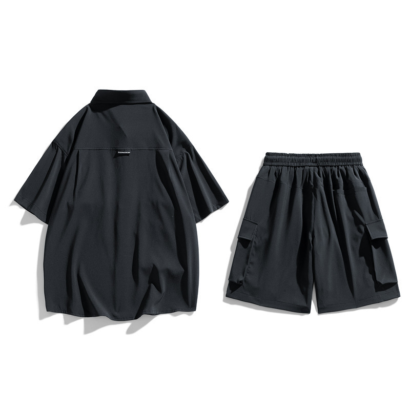 Chantalones casuales de tendencia nacional para hombres de verano de manga corta marca de tendencia universal pantalones cortos deportivos de dos piezas conjunto de pareja al por mayor