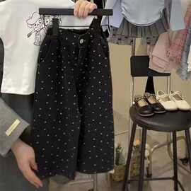 女童牛仔裤春季新款女宝宝宽松直筒长裤百搭儿童满印小花阔腿裤潮