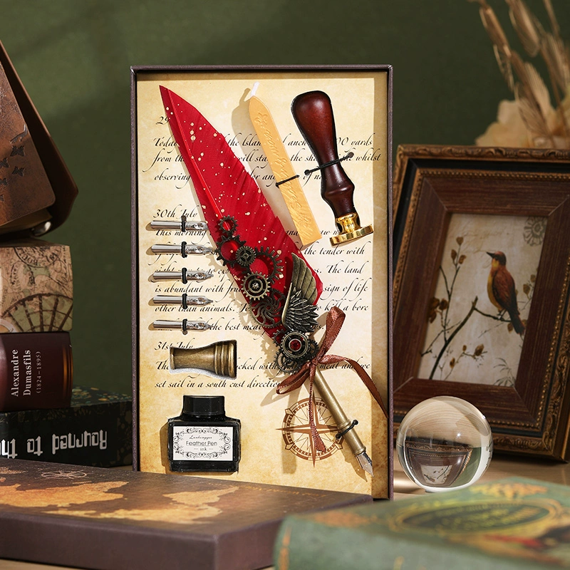Ретро-механическая пишущая кисть, ручка в gift-boxed коробке с шестернями, набор для студентов, европейский стиль