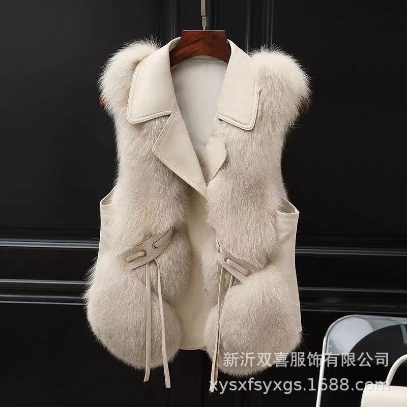 Haining Fur Manufacturer Wholesale Autumn and Winter New Warm Casual Splicing Women's Imitation Fox Fur Vest
