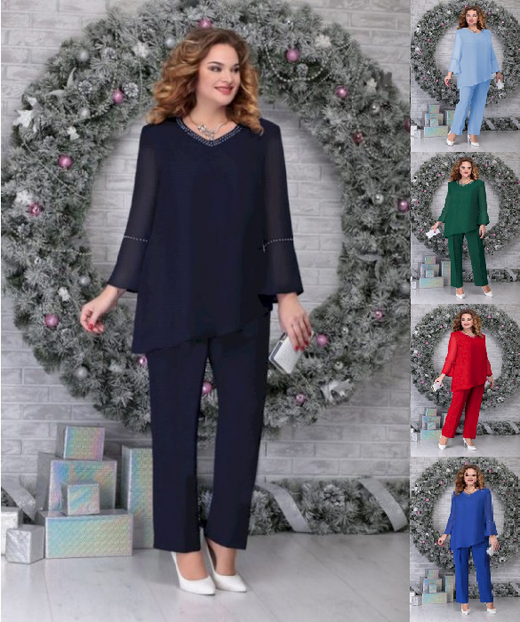 ny buksedragt i stor størrelse, moderigtigt og elegant varm diamant langærmet løst slankende todelt sæt_voghion.com