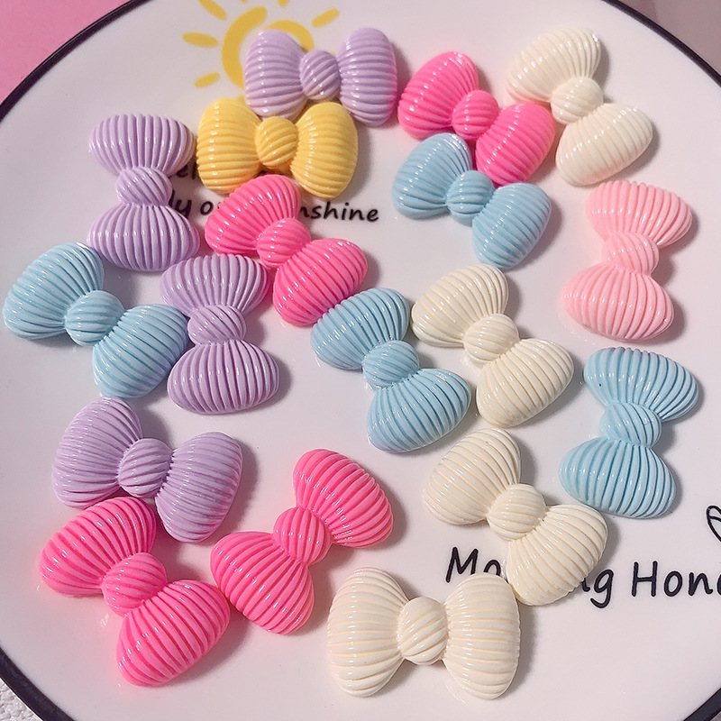 Nuevo macarón rayado arco DIY accesorios de resina crema pegamento para el cabello adornos de cabello hebilla de zapatos material de caso de teléfono móvil