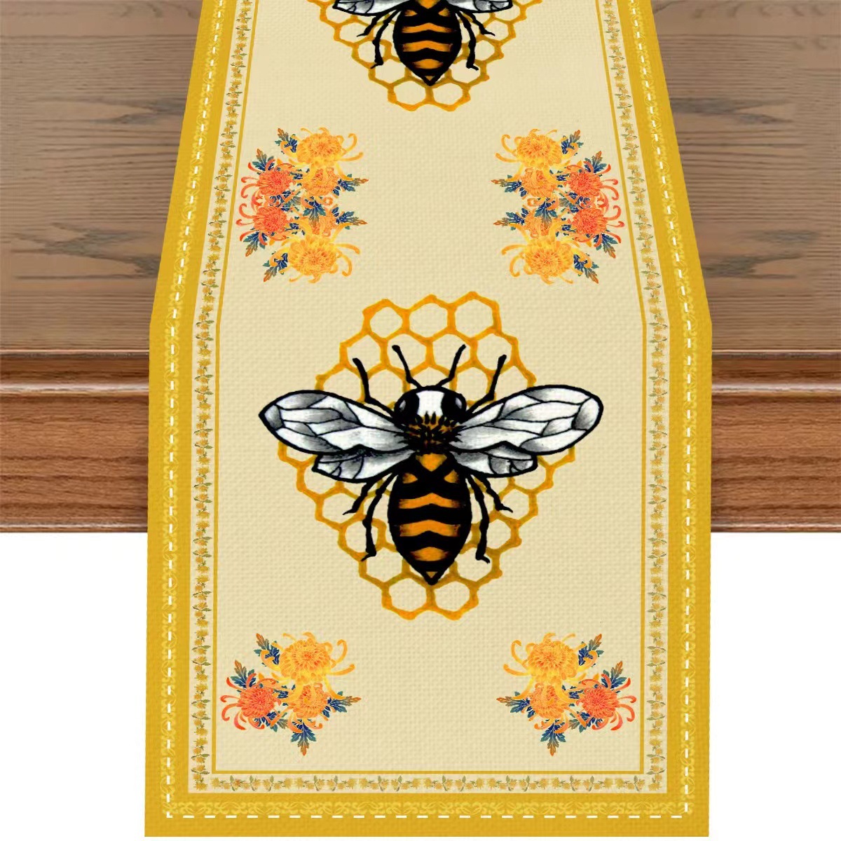 Nuevo transfronterizo impresión digital bandera de mesa Amazon patrón de abeja nórdica anticontaminante aislamiento térmico decoración de mesa de comedor