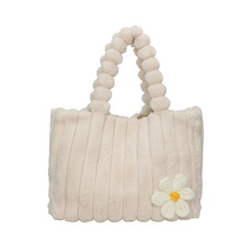 2025跨境大容量托特包秋冬新款毛绒包韩版纯色手提包通勤单肩包