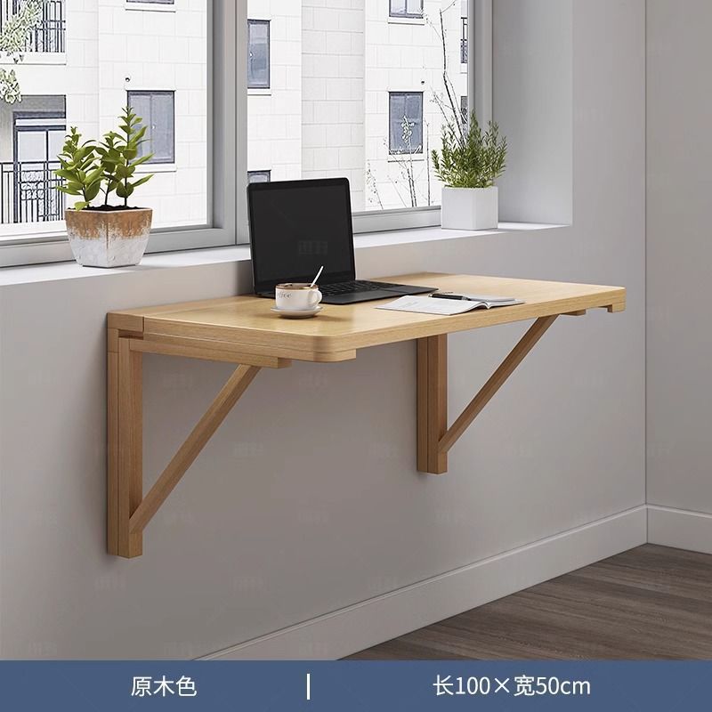 Mesa plegable en pared de madera sólida, mesa de computadora colgada en pared, mesa de escritorio, mesa de comedor colgada en pared, dormitorio cama contra la pared