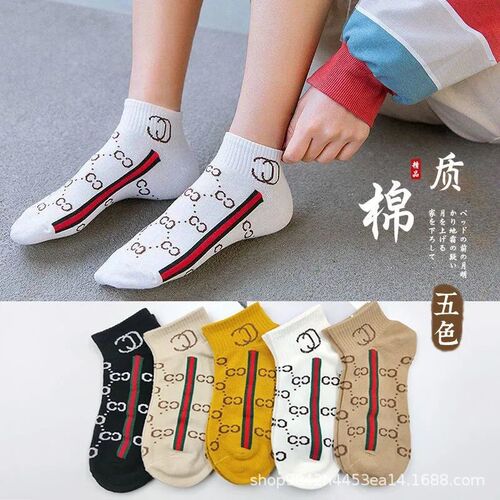  Spring and Autumn Trendy Socks Combination Letter Short Breathable Spring Fashion Sports College Style Versatile Women's Ins Socks