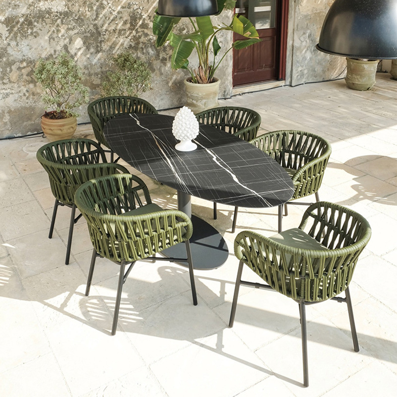 Mesa y silla de jardín al aire libre combinación de patio al aire libre villa zona de ocio balcón al aire libre silla de caña de aluminio muebles