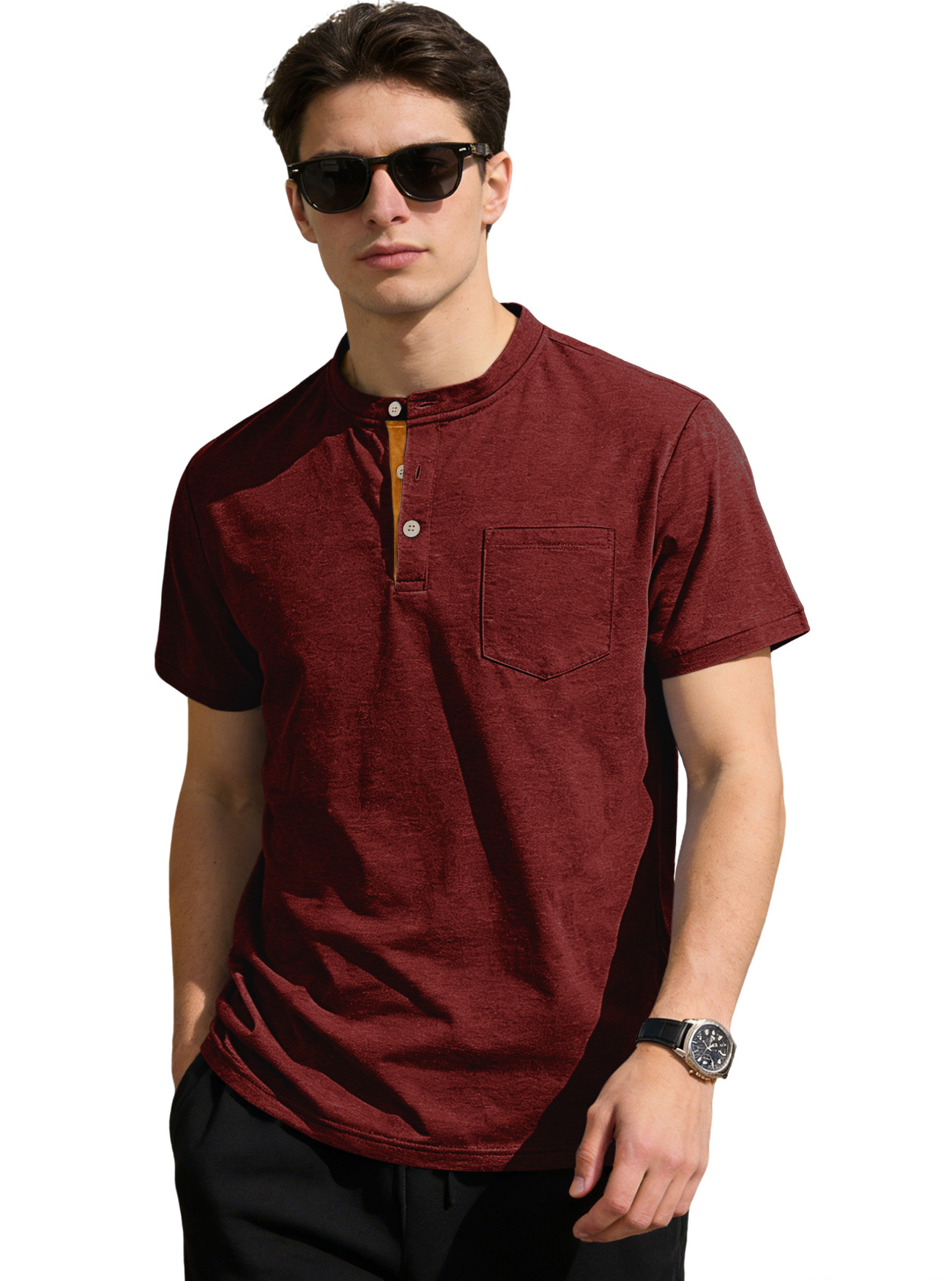 Nuevo transfronterizo Europa y América Amazon verano hombre sólido polo de manga corta botón de cuello vertical camiseta de comercio exterior casual
