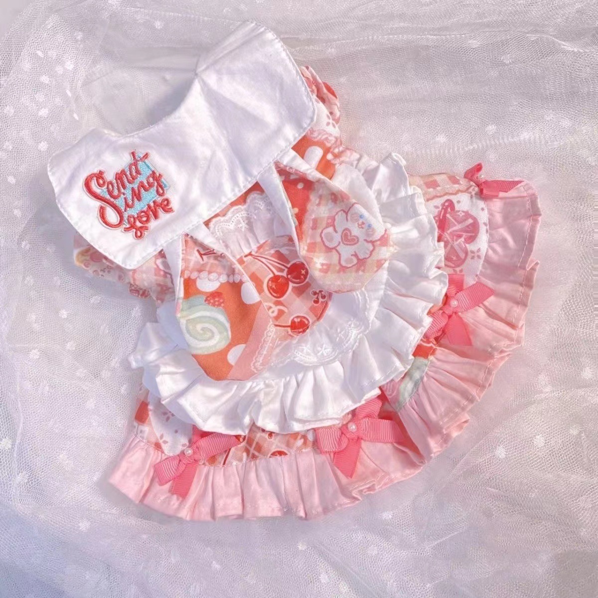 핑크 공주 베일리 달콤한 퍼프 소매 원피스 고양이 개 옷 여름 MARZISGAH 두꺼운 봄과 가을