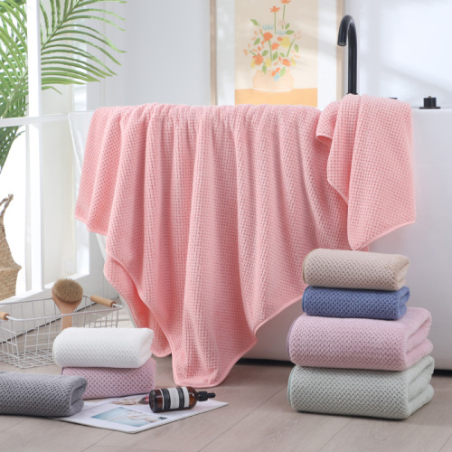 Interlock coral velvet pineapple pattern bath towel set, including mother and child towels, thick, water-absorbent, quick-drying bath mat, one-piece dropshipping